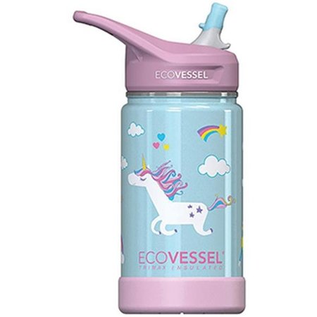 ECOVESSEL Eco Vessel 734049 12 oz Frost Kids TriMax Insulated Water Bottle with Straw; Unicorn 734049